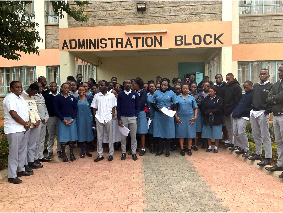 Students outside the college administration block
